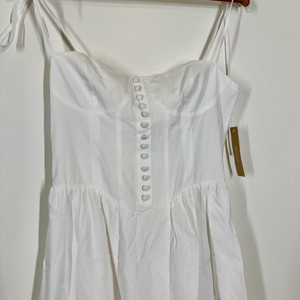 o.p.t White Dress with structured top and flowy skirt  *NWT* - Picture 2 of 12